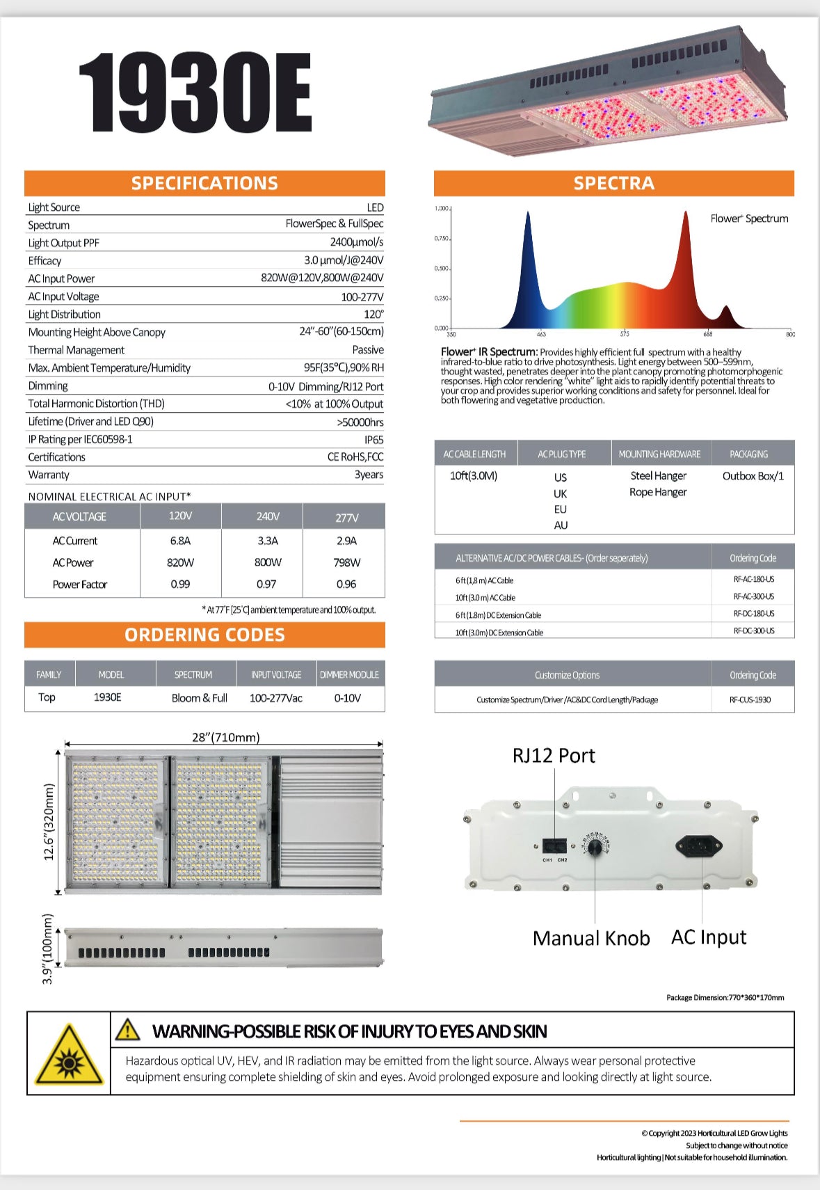 Redfarm Redfarm Gavita CT 1930E 820W LED Grow light full Spectrum