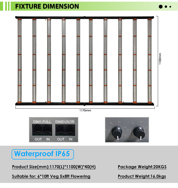 Redfarm BT 1100W UV IR Samsung 4x6ft Led Gorw Light Full Spectrum