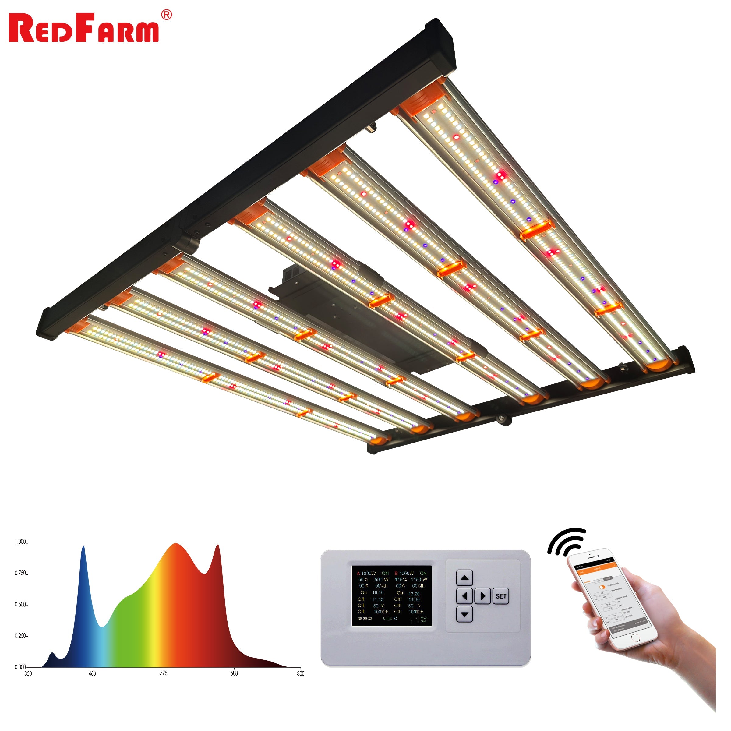 Redfarm 480w UV IR 2 Channels Samsung Led Grow Light Full Spectrum RedFarm