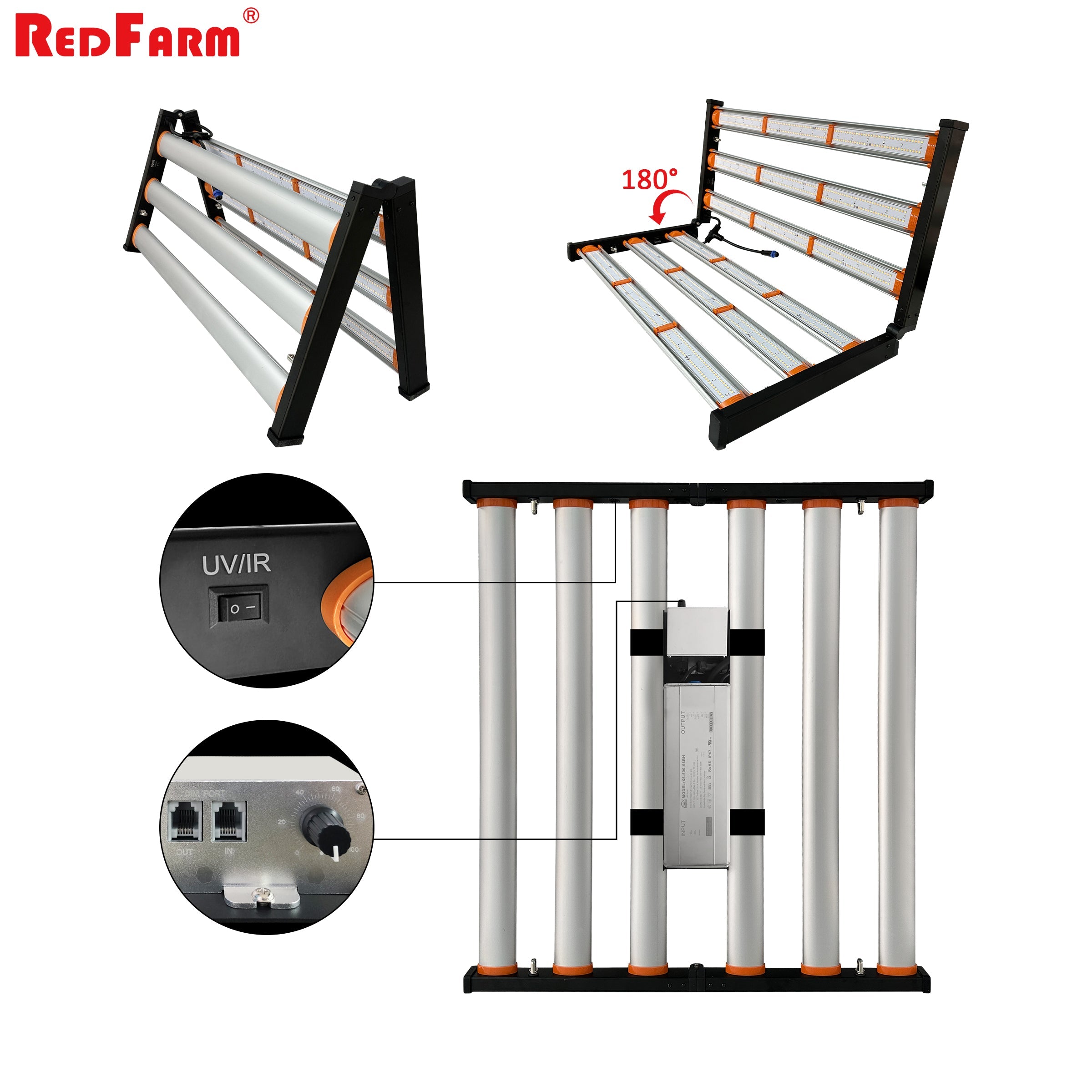 Redfarm 480w UV IR 2 Channels Samsung Led Grow Light Full Spectrum RedFarm