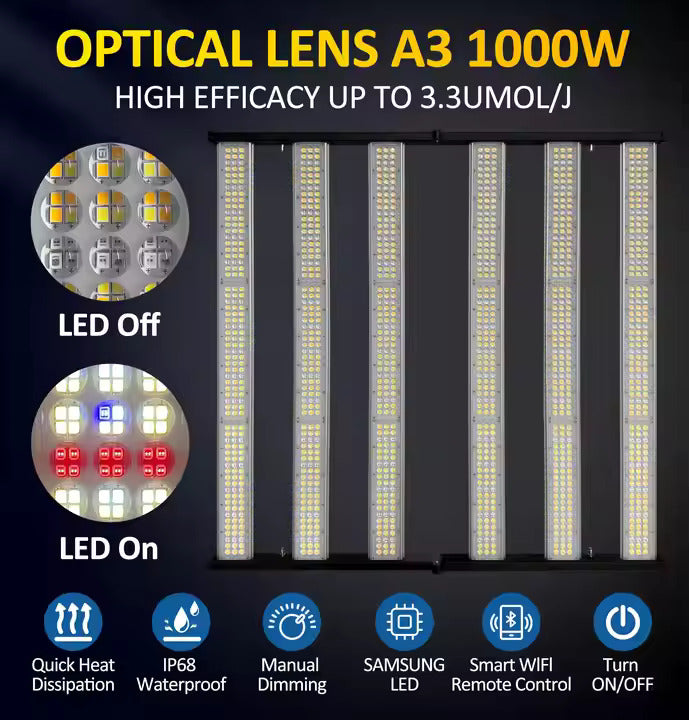 Redfarm Full Spectrum 800W 1000W RJ12 Controller Original Lm281b Led Grow Light 4x4 Bar Uniform PPFD Grow Light RedFarm